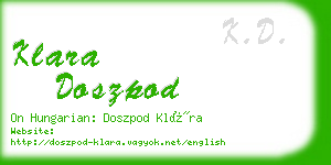 klara doszpod business card